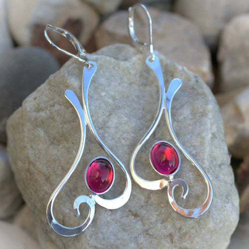 Boucles d'oreille en argent EDULCIA avec tourmaline rose | EMPREINTES Paris - EMPREINTES Paris