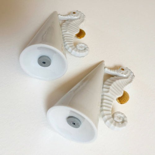 Salière et poivrière Hippocampe en porcelaine et or | EMPREINTES Paris - EMPREINTES Paris