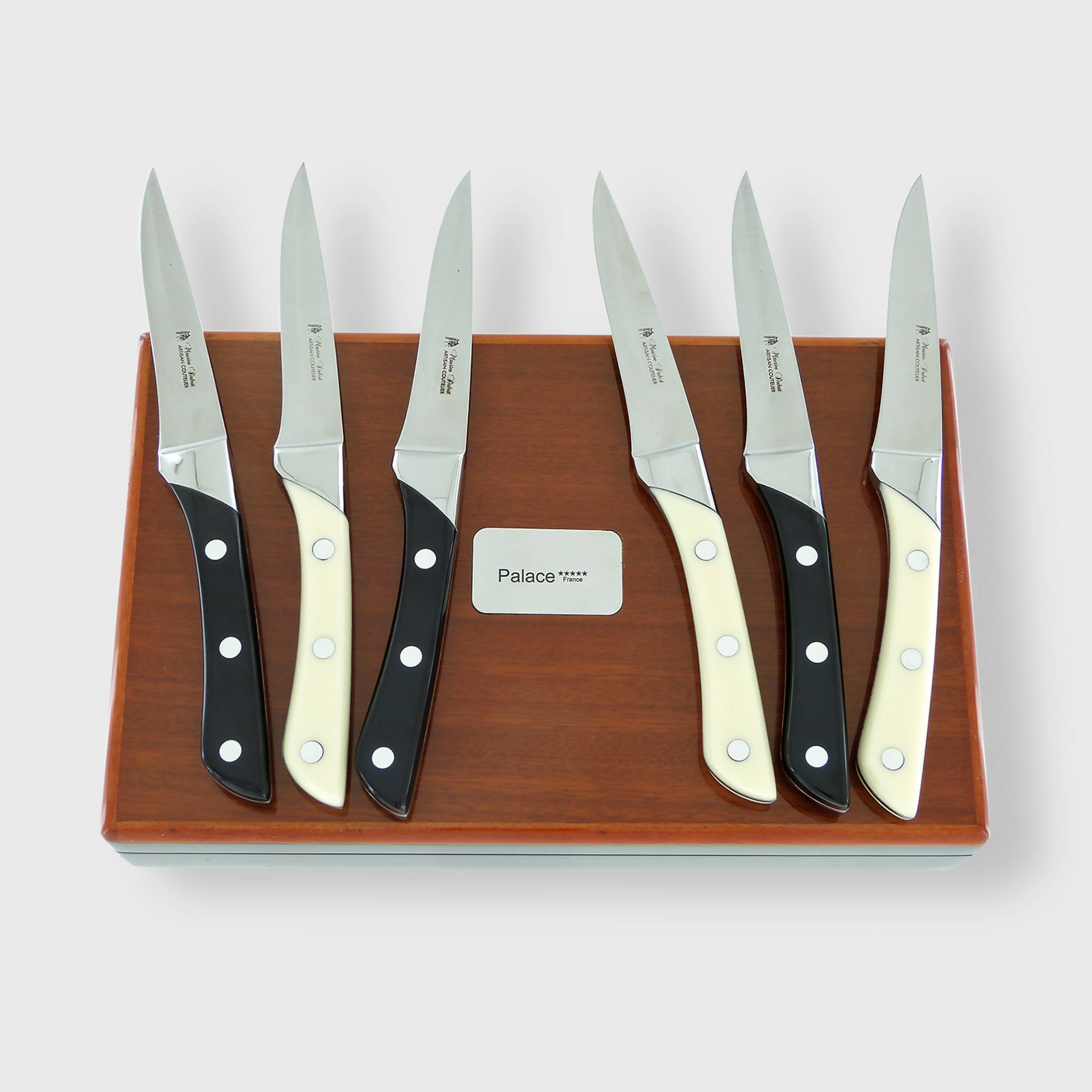 Coffret de 6 couteaux steak forgés acrylique blanc et noir | EMPREINTES Paris