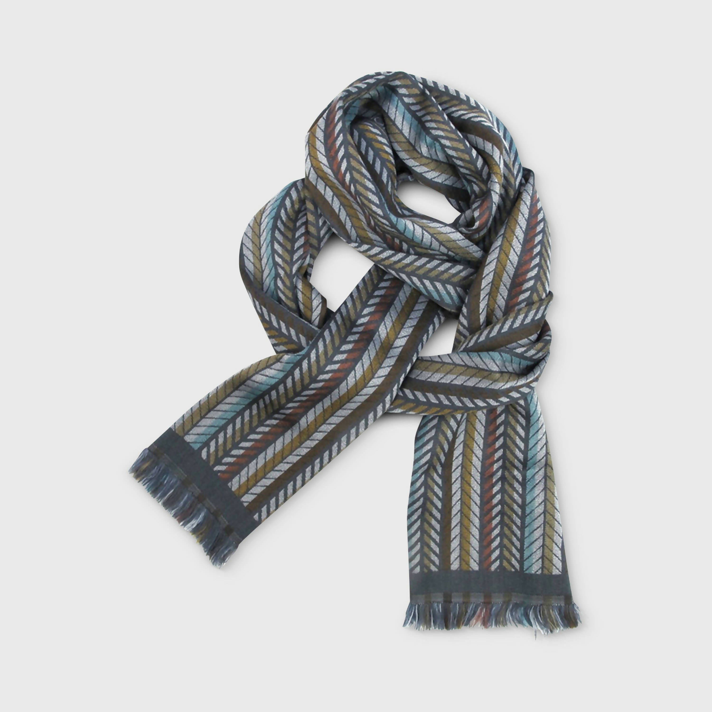 Écharpe étroite Laine Soie Multico Acier Pneumatiques | EMPREINTES Paris