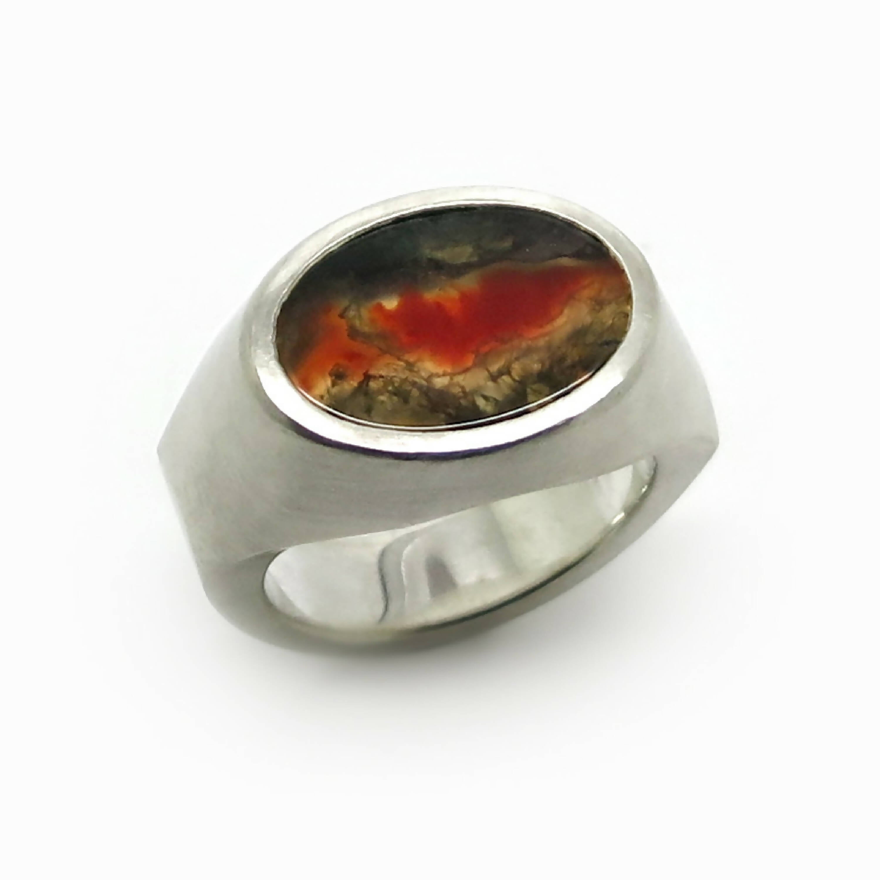 Chevalière ovale agate mousse | EMPREINTES Paris