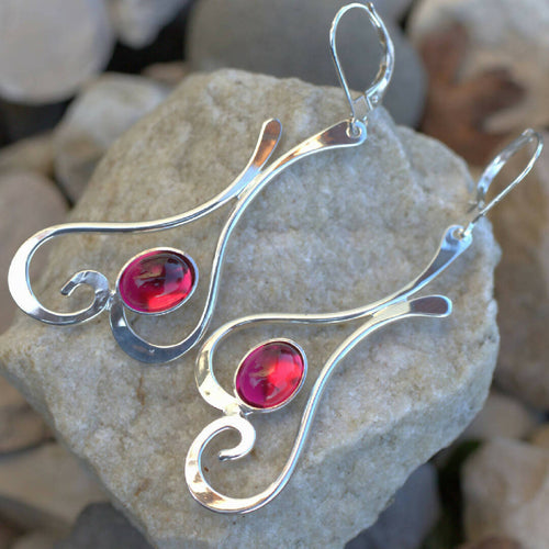 Boucles d'oreille en argent EDULCIA avec tourmaline rose | EMPREINTES Paris - EMPREINTES Paris