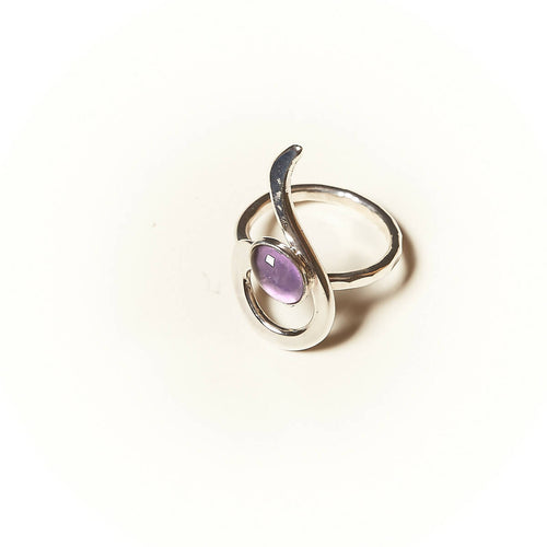 Bague LIZAE en argent avec une améthyste. | EMPREINTES Paris - EMPREINTES Paris