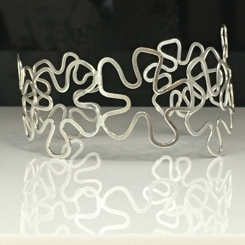 Manchette en argent massif - Design Fleurs stylisées - Collection Floralies | EMPREINTES Paris - EMPREINTES Paris