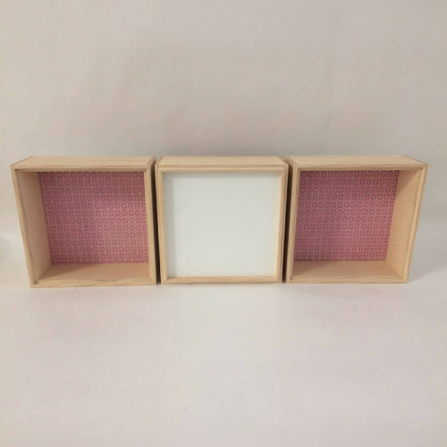 Ensemble de trois Boîtes Hako - Format Carré - Décor Rose | EMPREINTES Paris - EMPREINTES Paris