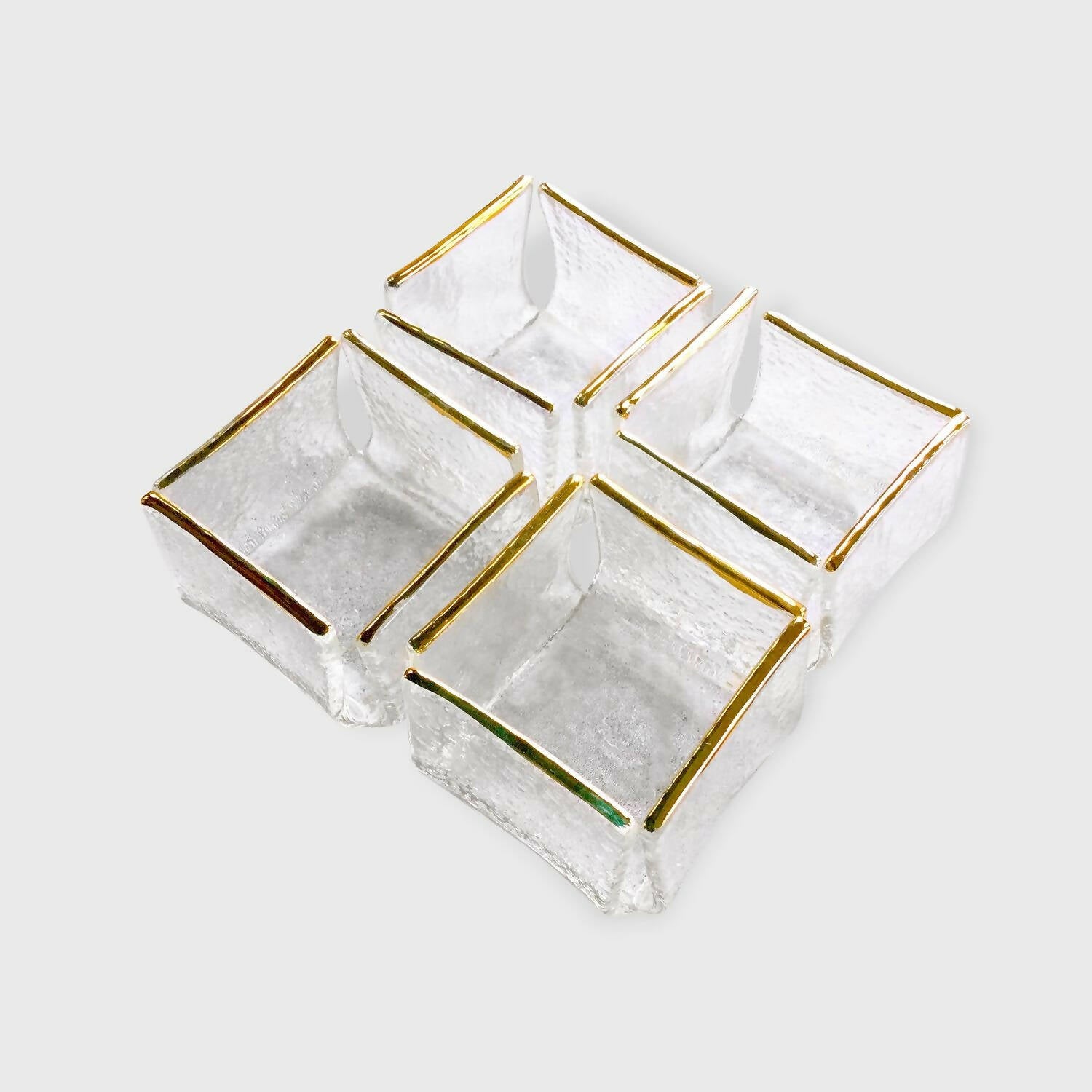 Coffret 4 Bougeoirs GLAÇON liseré or | EMPREINTES Paris