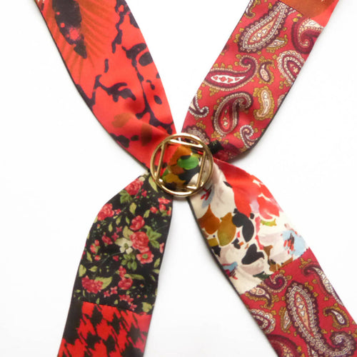 Bandeau bijou soie, rouge mix print | EMPREINTES Paris - EMPREINTES Paris