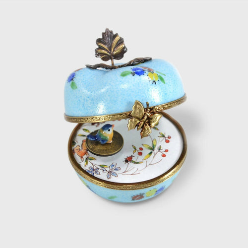 Pomme bleue musicale oiseau romantique - cadeau de naissance - noces de porcelaine | EMPREINTES Paris - EMPREINTES Paris
