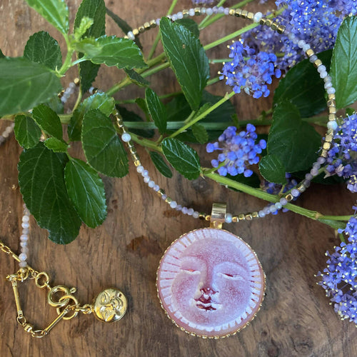 Pendentif soleil rouge et jaspe paysage | EMPREINTES Paris - EMPREINTES Paris