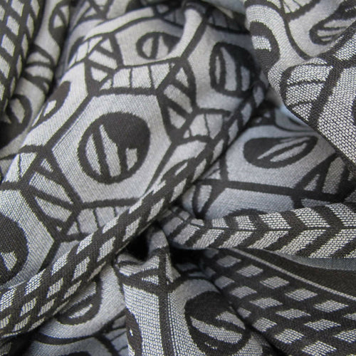 Écharpe midi laine soie chocolat pavé écrous grilles | EMPREINTES Paris - EMPREINTES Paris