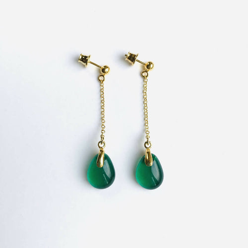 Boucles d'oreilles PERLE suspendue émeraude | EMPREINTES Paris - EMPREINTES Paris