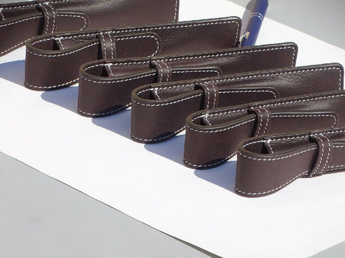 Étui cuir marron avec rabat pour stylos | EMPREINTES Paris - EMPREINTES Paris