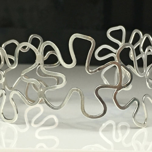 Manchette en argent massif - Design Fleurs stylisées - Collection Floralies | EMPREINTES Paris - EMPREINTES Paris