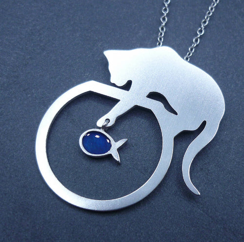 Collier chat et poisson bleu | EMPREINTES Paris - EMPREINTES Paris