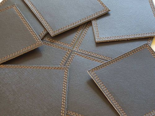 Lot de 6 sous verres en cuir Chocolat | EMPREINTES Paris - EMPREINTES Paris