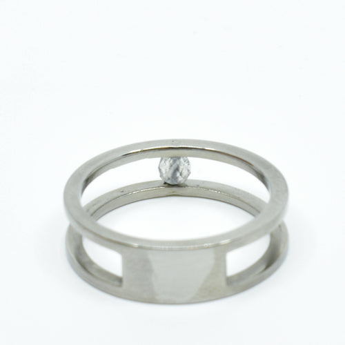 Bague titane orné d'une perle | EMPREINTES Paris - EMPREINTES Paris