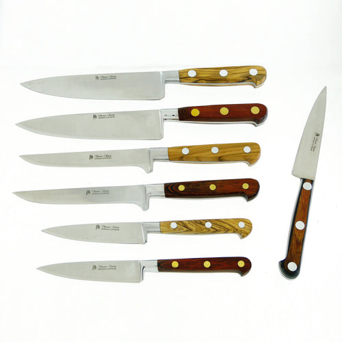 Couteau de cuisine forgé 20 cm en bois d'olivier ou bouleau teinté | EMPREINTES Paris - EMPREINTES Paris