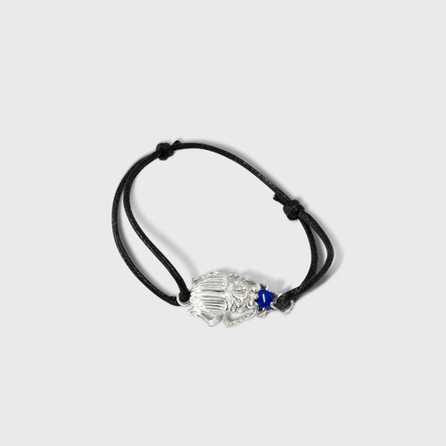 Bracelet Cordon Scarabée Lapis argent | EMPREINTES Paris - EMPREINTES Paris