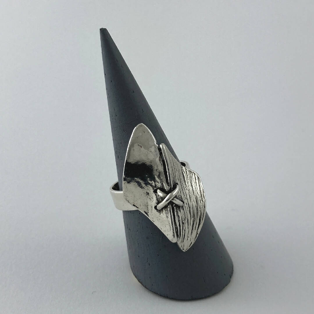 Bague réglable en étain argentée 9 | EMPREINTES Paris