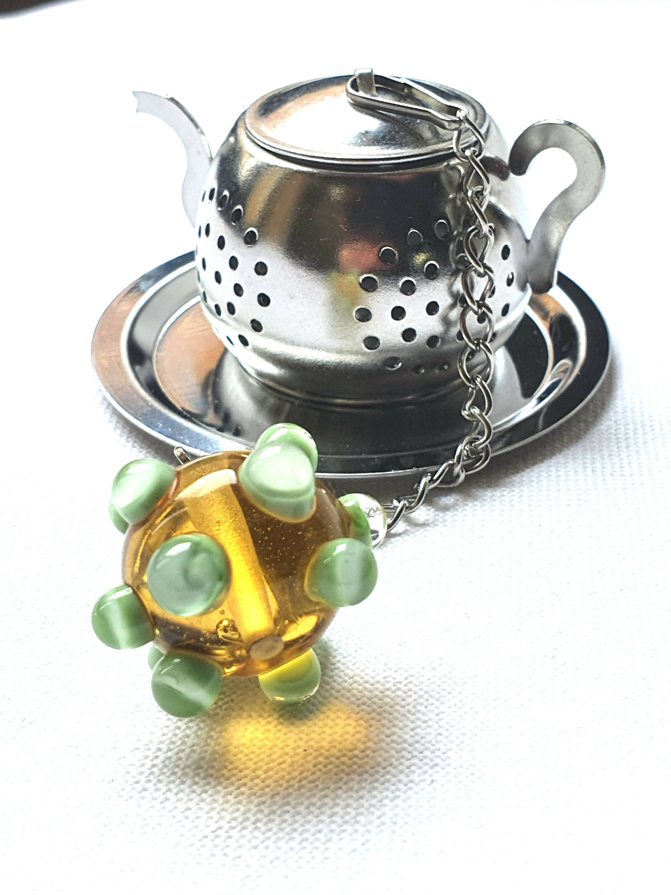 Boule à thé mini théière pois jaune et vert | EMPREINTES Paris