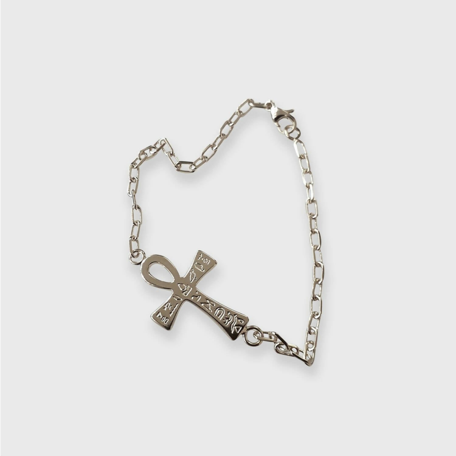 Bracelet Chaine Croix de vie hiéroglyphes argent | EMPREINTES Paris