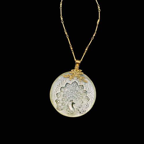 paon, animal, majestueux, porte chance, printemps, bijou symbolique, ethnique, romantique, chic bohème, amoureux, collier pour femme, art déco, art nouveau, idées cadeaux pour elle, saint Valentin, piece unique, sautoir, pierre semi-precieuse, pate de verre, cristal | EMPREINTES Paris - EMPREINTES Paris
