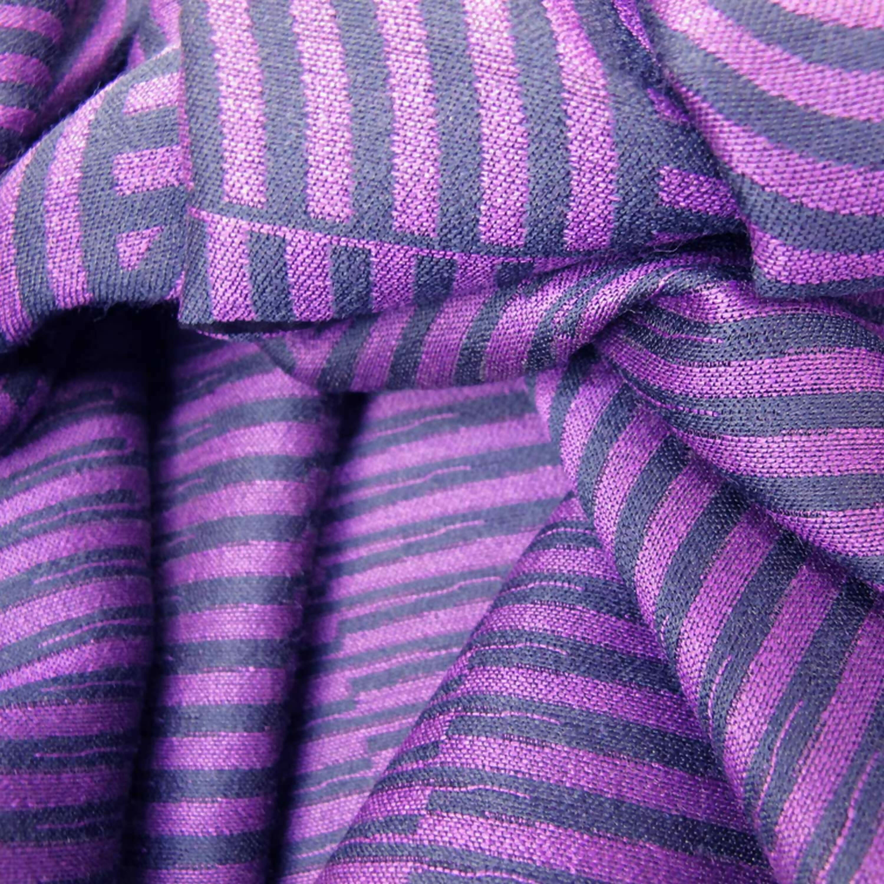 Écharpe midi laine soie supersonique mécanique marine aubergine | EMPREINTES Paris