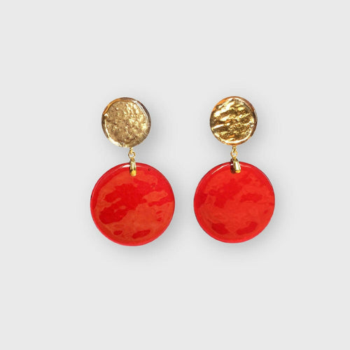 Boucles d'oreilles POP rouge-doré | EMPREINTES Paris - EMPREINTES Paris