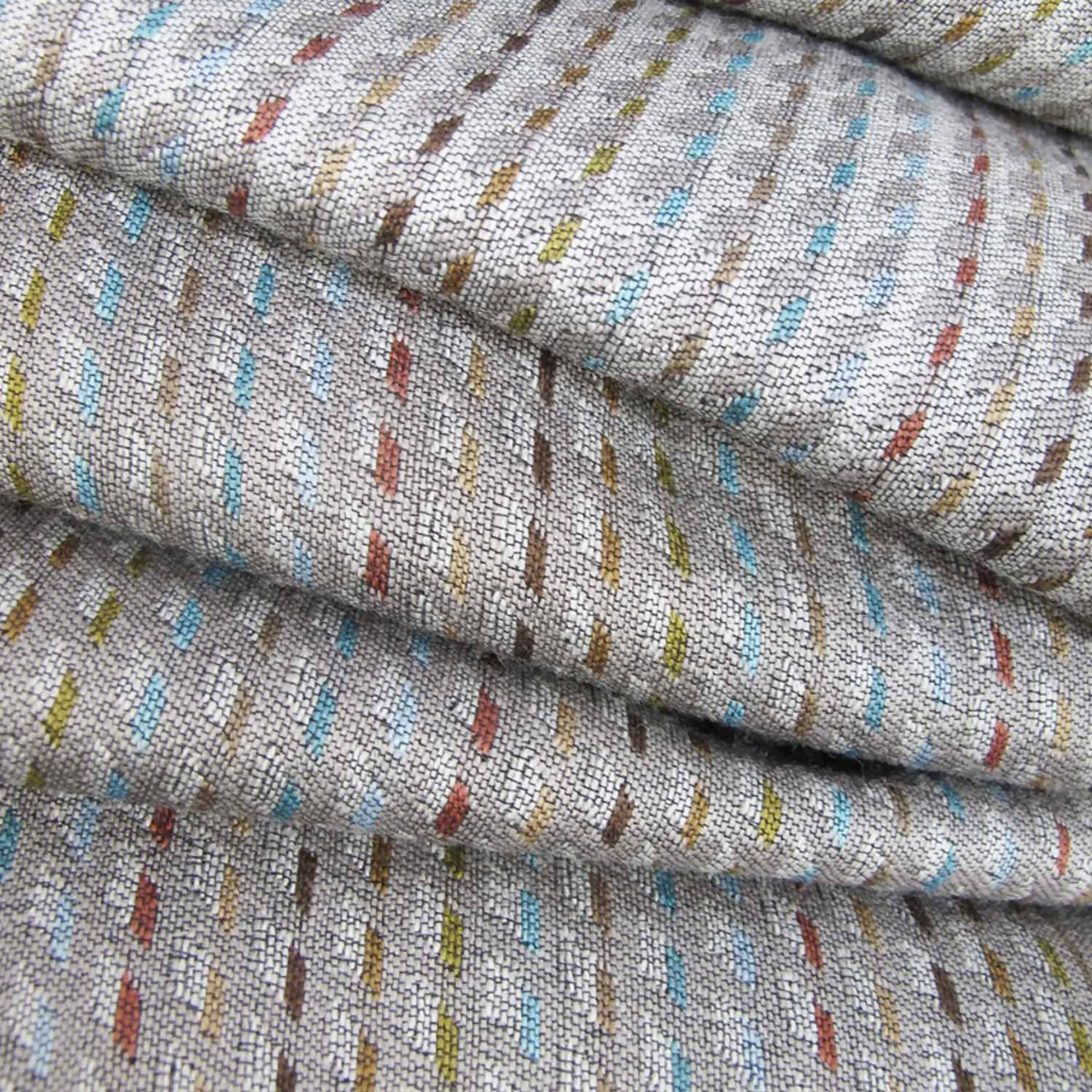 Écharpe Étroite Laine Soie Multico Gris Grilles | EMPREINTES Paris