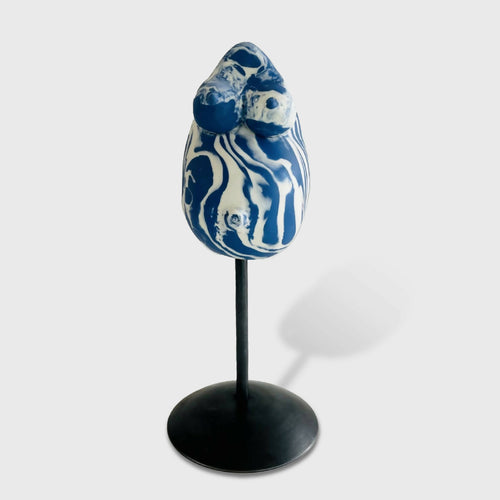 Sculpture femme enceinte nériage porcelaine blanche et bleue 1 | EMPREINTES Paris - EMPREINTES Paris