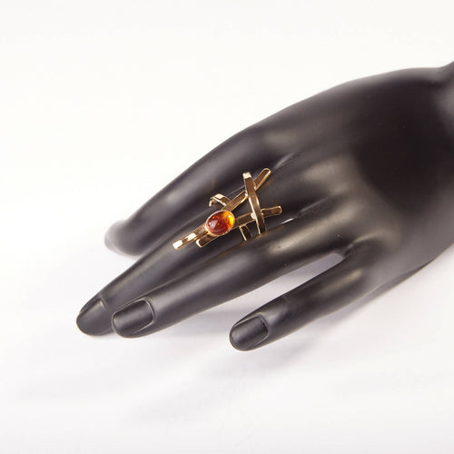 Bague LA BELLE PARISIENNE plaqué or avec une ambre. | EMPREINTES Paris - EMPREINTES Paris