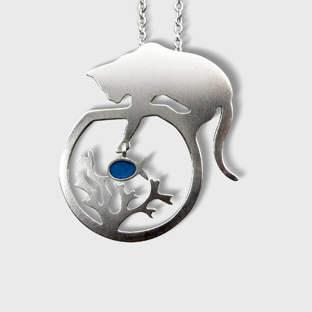 Collier chat/poisson bleu/algues | EMPREINTES Paris