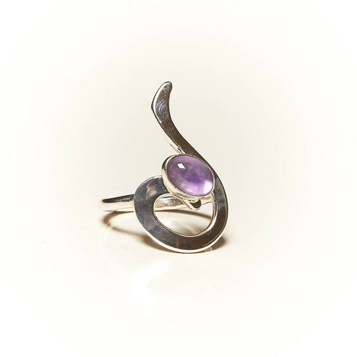 Bague LIZAE en argent avec une améthyste. | EMPREINTES Paris - EMPREINTES Paris