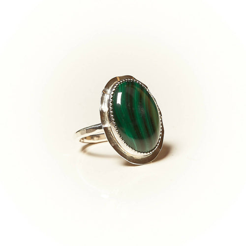 Bague ROSAIA en argent avec une malachite. | EMPREINTES Paris - EMPREINTES Paris