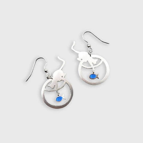 Boucles d'oreilles chats/poissons bleus petit modèle | EMPREINTES Paris - EMPREINTES Paris