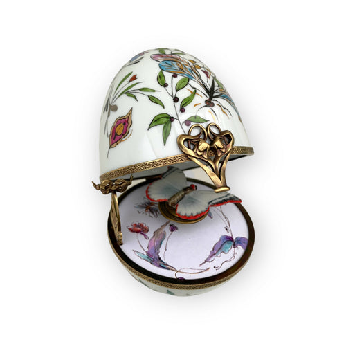 Oeuf musical blanc decor papillon | EMPREINTES Paris - EMPREINTES Paris