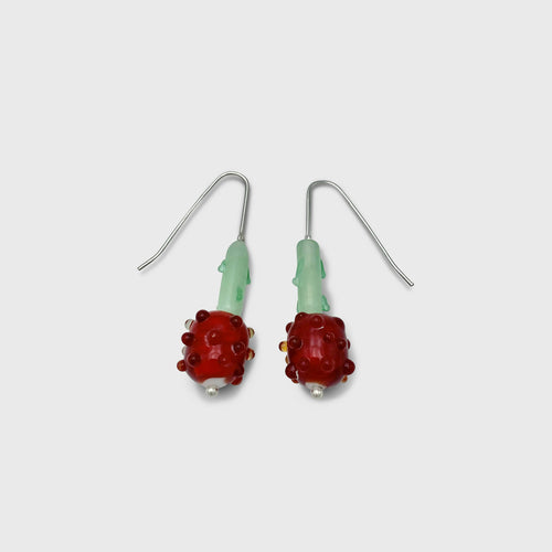 Boucles d'oreilles fruits rouges et tiges vertes | EMPREINTES Paris - EMPREINTES Paris