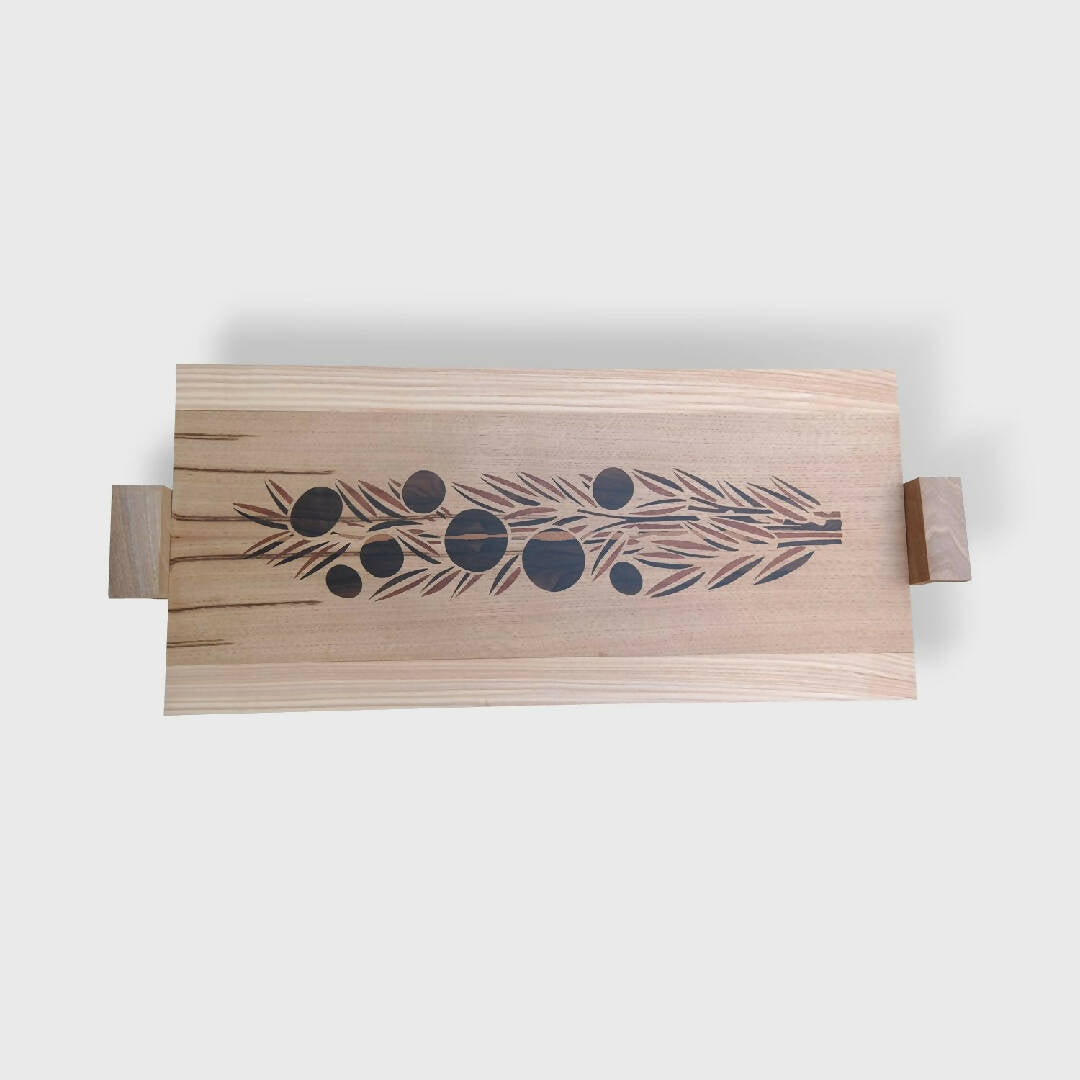 Plateau bois marqueterie florale | EMPREINTES Paris