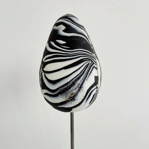 Sculpture sein porcelaine noire et blanche et liserés argent | EMPREINTES Paris - EMPREINTES Paris