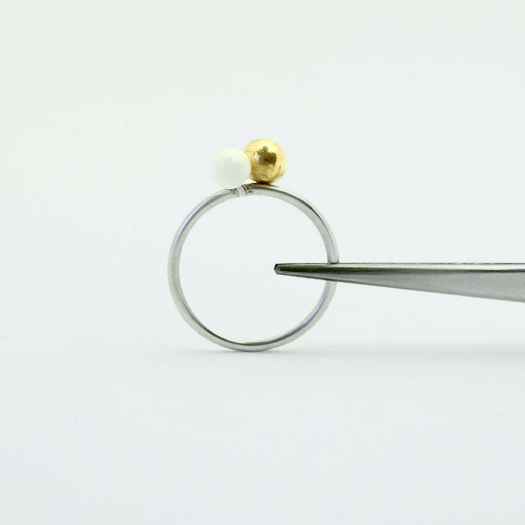 Bague porcelaine duo or et blanc | EMPREINTES Paris