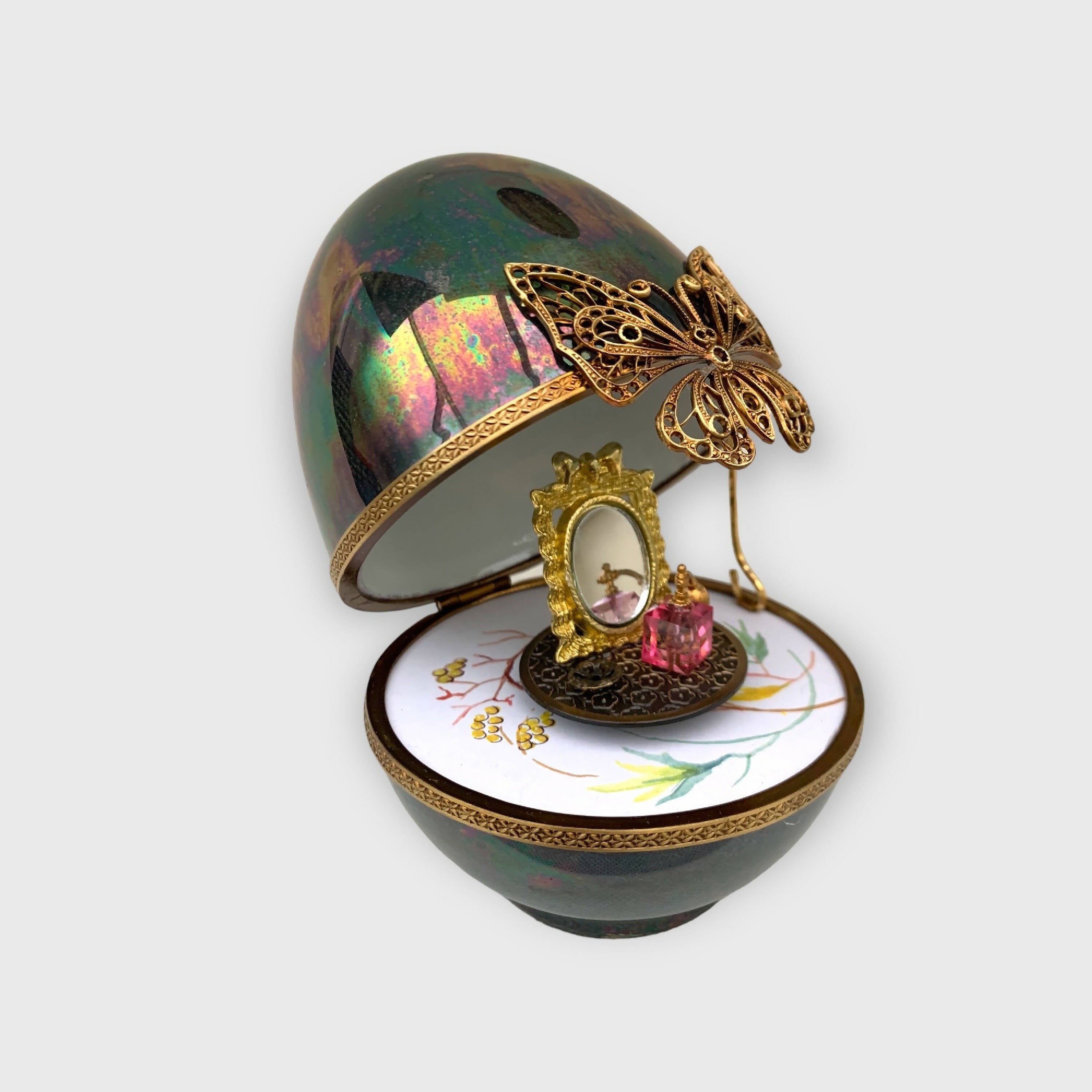 Coffret oeuf musical - cadeau unique patiné argenté | EMPREINTES Paris