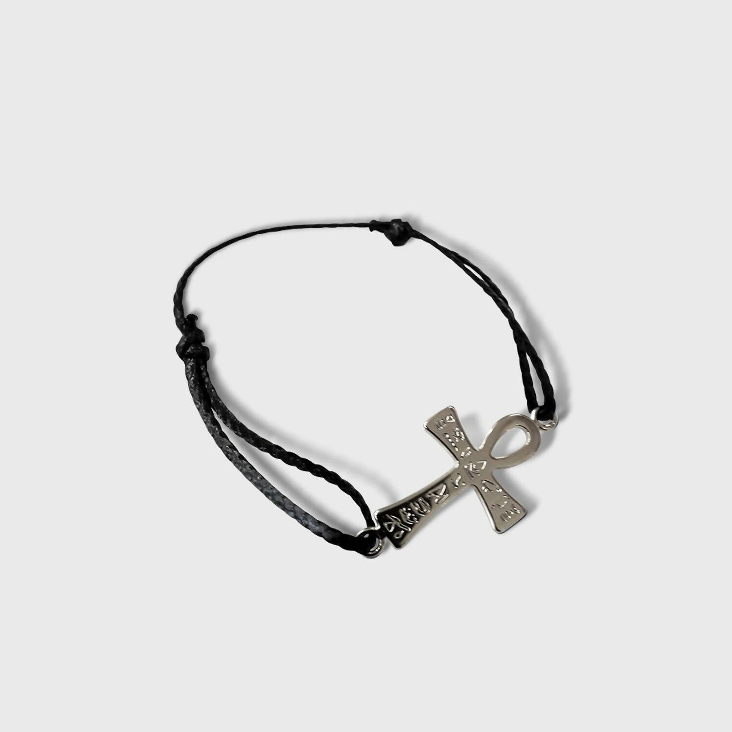 Bracelet Cordon Croix de vie hiéroglyphes argent | EMPREINTES Paris