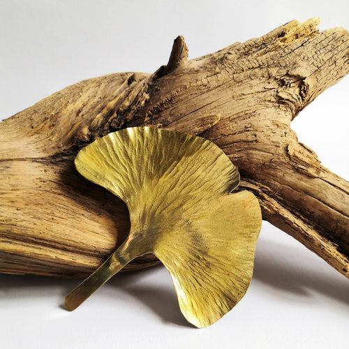 Broche Ginkgo Biloba laiton | EMPREINTES Paris - EMPREINTES Paris