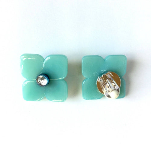 Boucles d'oreilles Clips Clématite turquoise | EMPREINTES Paris - EMPREINTES Paris