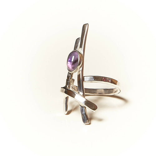 Bague LA BELLE PARISIENNE en argent avec une améthyste. | EMPREINTES Paris - EMPREINTES Paris