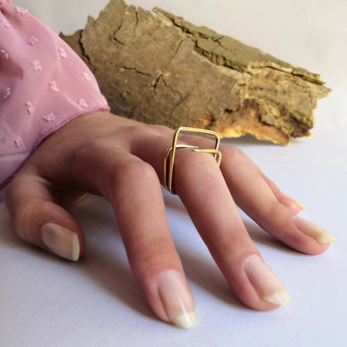 Bague A deux pas carré Laiton | EMPREINTES Paris - EMPREINTES Paris