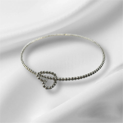 Bracelet Jonc et breloque Cœur en argent massif - Collection Amour | EMPREINTES Paris - EMPREINTES Paris