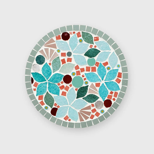 Dessous-de-plat Floral turquoise/corail | EMPREINTES Paris - EMPREINTES Paris