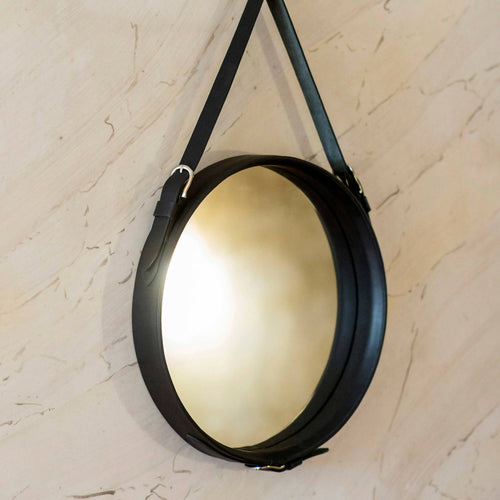 Miroir Alek cuir noir | EMPREINTES Paris - EMPREINTES Paris
