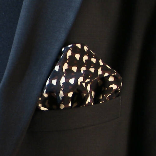 Pochette soie homme- graphique noir | EMPREINTES Paris - EMPREINTES Paris